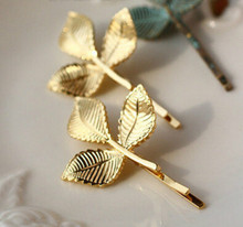 2018 New Jewelry Hair Accessories Three-Dimensional Leaves Retro Gold Small Hairpin Gift Wholesale 2024 - buy cheap