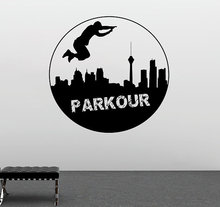 Cool Traceur Parkour Quotes Sport Series Wall Sticker Home Room Art Design Decor Traceur With City Silhouette Wall Mural D-212 2024 - buy cheap