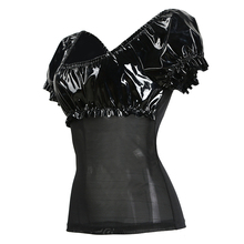 Dream Vine  Fashion Woman Lantern Sleeve Black Vinyl Leather Sexy Hot Tops Transparent Faux Leather Summer Club T Shirt Tees 2024 - buy cheap