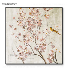 Artist Hand-painted High Quality Fashion Wall Art Lovely Animals Birds Oil Painting on Canvas Cute Bird with Flower Oil Painting 2024 - buy cheap