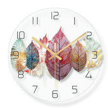 12 Inch Wall Clock Green Leaves Mute Wall Clock Nordic Green Plant Modern European Style Living Room Wall Cloc 2024 - buy cheap