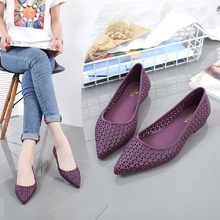 Summer Casual Shallow Hollow Women Beach Sandals Cover Heel Flat Heels Pointed Toe Cut Out Mesh Lady Jelly Shoes 20190422 2024 - buy cheap