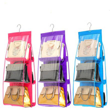 6 Pocket Hanging Handbag Organizer for Wardrobe Closet Transparent Storage Bag Door Wall Clear Sundry Shoe Bag with Hanger Pouch 2024 - buy cheap