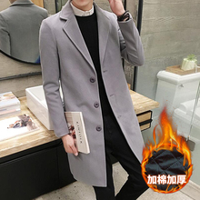 Winter New Men's Fashion Boutique Thick Warm Woolen Coat /  Mens Coat Jacket Men's Solid Color Long Woolen Windbreaker Coat 2024 - buy cheap