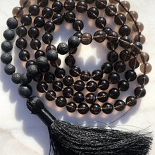 8mm Black Stone Knotted Japa Mala Necklace 108 Prayer beads 8mm Lava & Smokey Q-uartz Mala Beads Necklace 2024 - buy cheap