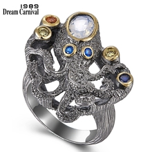 DreamCarnival 1989 New Arrived Gothic Ring for Women Black Octopus Style Colorful Zircon Hot Pick Chic Jewelry Wholesale WA11642 2024 - buy cheap