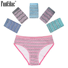 FUNCILAC Plus Size 5pcs/lot Women's Cotton Briefs Sexy Mid-rise Print Panties Patchwork  Underwear Briefs For Ladies 2XL-4XL 2024 - buy cheap