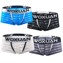 Sexy Underwear Men Transparent Boxers Shorts Man Breathable Mesh U Convex Pouch Low Waist Underpants Cueca calzoncillos S-XL 2024 - buy cheap