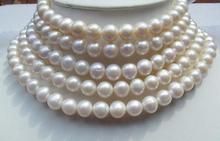 Conjunto de pendientes y collar de perlas blancas del Mar del Sur, hermoso y elegante, 100 ", AAA, 9-10MM, redondo 2024 - compra barato