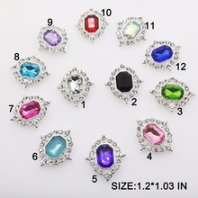 Gran oferta, 10 unids/lote, broche de diamante de imitación acrílico de aleación de 1,2 pulgadas x 1,03 pulgadas, botón de fiesta posterior, broche de diamante 2024 - compra barato