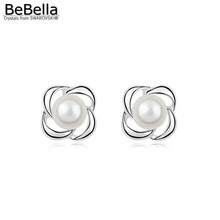 Pendientes de perlas de flores BeBella hechos con cristales de Swarovski para el presente de las mujeres 2024 - compra barato