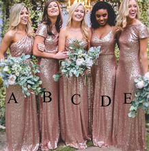 Sparkly Sequins Formal Bridesmaid Dress Rose Gold Color 2024 - buy cheap