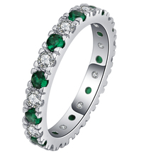 Anillos de Compromiso de circonia cúbica para mujer, joyería de lujo verde, anillo de boda de Color plateado, anillo para la fiesta 2024 - compra barato