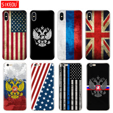 Силиконовый чехол для телефона Iphone 6X8 7 6s 5 5s SE Plus 10 XR XS Max, российский, американский, британский флаг, Национальная эмблема 2024 - купить недорого