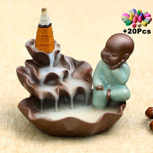 Gift 20 Incense Cones Zen Monk Backflow Incense Burner Home Decoration Creative Home Furnishing Waterfall Incense Holder Ashtray 2024 - buy cheap