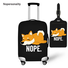 Nopersonality preto corgi cão impressão viagem capa de bagagem tag elástico mala capa para 18/20/22/24/26/28/30 mala caso zíper 2024 - compre barato