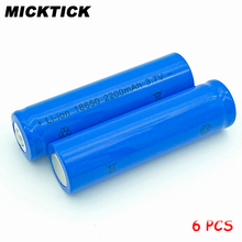 6Pcs 18650 (Not AA) 3.7V 2200mAh Battery lithium Li Ion Rechargeable Large Capacity Batteries battaries T6 Flashlight red LED 2024 - buy cheap