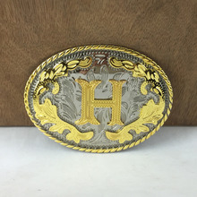 Cinto de vaqueiro com fivela dourada, flor ocidental, letras h, acabamento prateado, 4cm de largura, envio direto 2024 - compre barato