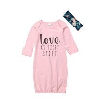 Хлопковое платье для сна с короткими рукавами и надписью для новорожденных и маленьких девочек; пижамы для дома; цвет розовый 2024 - купить недорого