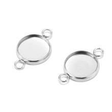 50pcs 12mm Stainless Steel Round Pendant Blanks Bezel Cups Glass Cabochon Setting Two Closed Rings Pendant Base Trays 2024 - buy cheap