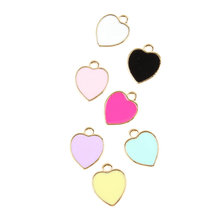 Мини-заказ, 20 шт., 10*14 мм, эмалевые подвески для ожерелья в форме сердца, золотистого цвета, искусственные элементы из сплава 2024 - купить недорого