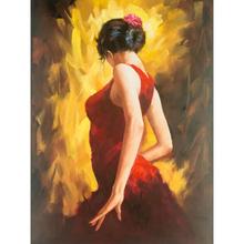 Pintura al óleo para mujer, obra de arte para decoración de habitación, flamenco, bailarina, impresiones a mano 2024 - compra barato