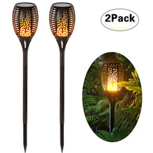 1 Pcs OR 2 Pcs 96 LED Waterproof Flickering Flame Solar Torch Light Garden Lamp Outdoor Landscape Decoration Garden Lawn Light