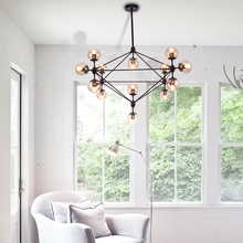 Lustre em estilo criativo pós-moderno para sala de estar, candelabro de teto com lâmpada de vidro molecular e bola de fumaça 2024 - compre barato