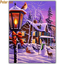 DIY Diamond painting landscape cross stitch Craft Square\Round diamond mosaic Full Diamond embroidery Snowman house street light 2024 - buy cheap