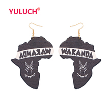 YULUCH-pendientes de madera pintados con mapa de África para mujer, aretes para Moda nacional, joyería, regalos de boda 2024 - compra barato