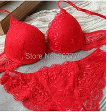 Hot sale the push up bra transparent lace bra & panties sets thin cup deep-V women sexy underwear bra set free shipping 2024 - купить недорого