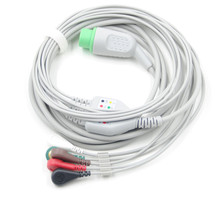 Cable de TPU ECG de una pieza para monitor de pacientes, 5 cables de plomo para Biolight M7000 M9500, redondos de 12 Pines, extremo de presión AHA 2024 - compra barato