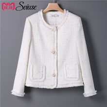 2018 Autumn Winter Vintage Tweed Jackets Women Short Woolen White Coats Female Korean Streetwear Slim Warm Outwear Windbreaker 2024 - buy cheap