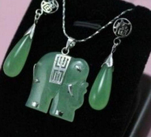 276 Jewelry natural green  elephant Pendant earring Set 2024 - buy cheap