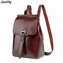 Jonlily mochila de couro legítimo feminina, bolsa escolar casual viagem de acampamento para adolescentes 2024 - compre barato