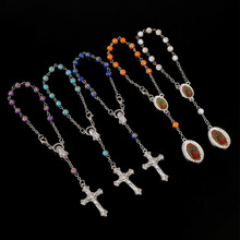 48 pieces of Christian plastic filigree cross rose rosary bracelet female handmade beaded bracelet jewelry. 2024 - buy cheap