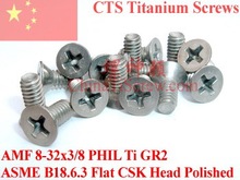 Titanium screws 8-32x3/8 Flat CSK Head 2# Phillips  Driver Ti GR2 Polished 50 pcs 2024 - buy cheap