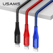 USAMS USB кабель для iPhone Быстрая зарядка для iPhone кабель LED Свет синхронизации данных USB кабель для iPhone X 8 7 6 6S Plus 5 5C 5S SE 2024 - купить недорого