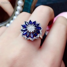 Anillo de zafiro azul Natural y Real, joyería fina hecha a mano de Plata de Ley 925, anillos para dedos 2024 - compra barato