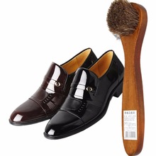 Nova escova de polimento de bota, 1 peça longa de madeira com cerdas para limpeza de sapatos 2024 - compre barato