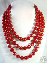 Belo colar longo coral vermelho 50 "10mm 2024 - compre barato