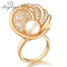 Mytys anillo de malla oro malla color amarillo perla anillo Tamaño 7 8 9 anillo R726 2024 - compra barato