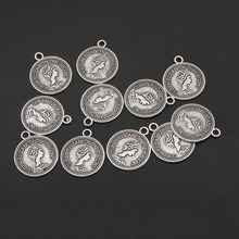 20pcs Antique Silver Color Queen Elizabeth The Second Coin Charms Pendant For Bracelet Jewelry Making Findings 17mm 2024 - buy cheap