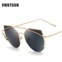 VWKTUUN mujer gafas de sol con montura de aleación de las mujeres lentes de sol ojo de gato marca diseñador vigas-gemelas gafas de espejo UV400 2024 - compra barato