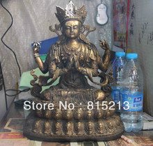 Bi00304 15 бронзовая четырехстрелочная Авалокитешвара Кван-Инь Гуаньинь статуя Будды Бодхисаттва 2024 - купить недорого