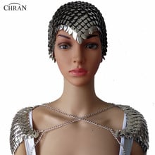 Chran New Women Punk Chainmail Layer Metal Head Chain Headdress Jewelry Forehead Headband Shoulder Necklace Body Jewelry CRS202 2024 - buy cheap