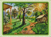 Paisagem rural algodão por atacado kits de ponto cruz cênica 11ct bordado impresso preciso diy artesanal needlework decoração da casa 2024 - compre barato