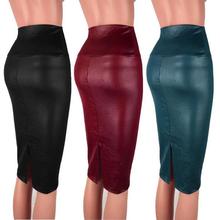 Leather Skirt High Waist Slim Party Pencil Skirt Women PU Leather Midi Skirt Autumn Ladies Package Pencil Skirt Plus Size 2024 - buy cheap