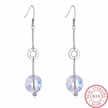 LEKANI-pendientes largos redondos hechos con cristales de Swarovski para mujer, joyería fina de Plata de Ley 925, regalo para mejor amiga 2024 - compra barato