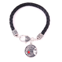 Women Men Jewelry Bracelet Solomon Vinking Style Bangle Moon Stars Religious Amulet Leather Chain Zinc Alloy Dropshipping 2024 - buy cheap